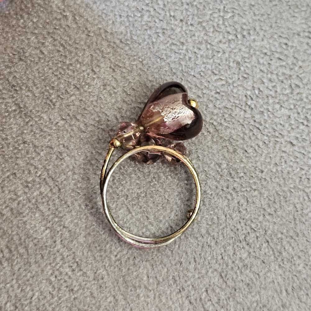 1/$5 or 3/$10 Purple Large Heart EXPANDABLE Fashion Ring 7-7.5